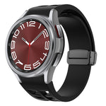 Correia de relógio em silicone com fivela preta magnética dobrável Richard, para Samsung Galaxy Watch FE 40mm, para Samsung Galaxy Watch 7 40 / 44mm, para Samsung Galaxy Watch 6 Classic 43 / 47mm