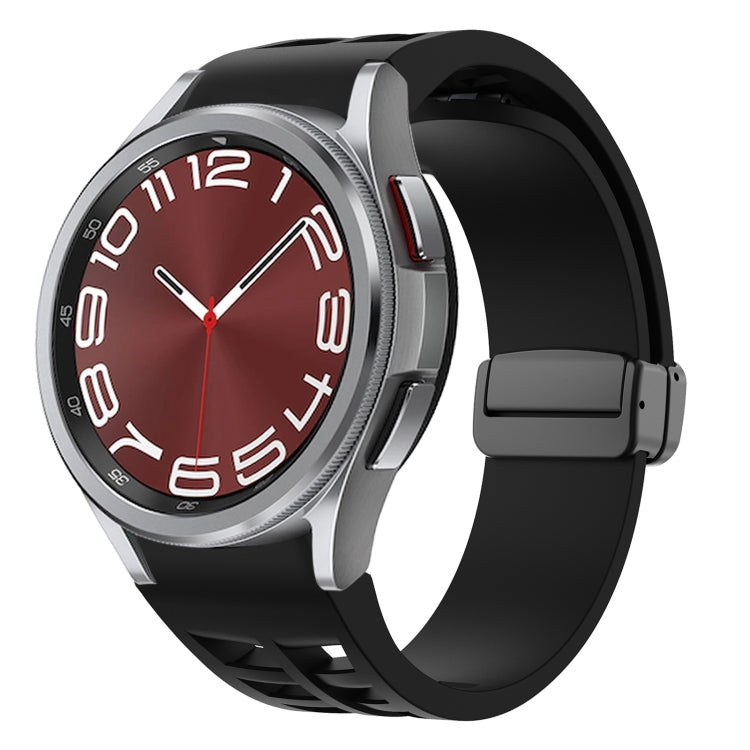 Correia de relógio em silicone com fivela preta magnética dobrável Richard, para Samsung Galaxy Watch FE 40mm, para Samsung Galaxy Watch 7 40 / 44mm, para Samsung Galaxy Watch 6 Classic 43 / 47mm