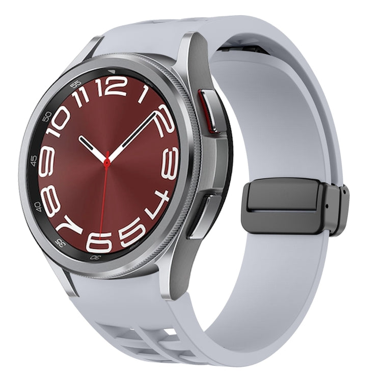 Correia de relógio em silicone com fivela preta magnética dobrável Richard, para Samsung Galaxy Watch FE 40mm, para Samsung Galaxy Watch 7 40 / 44mm, para Samsung Galaxy Watch 6 Classic 43 / 47mm