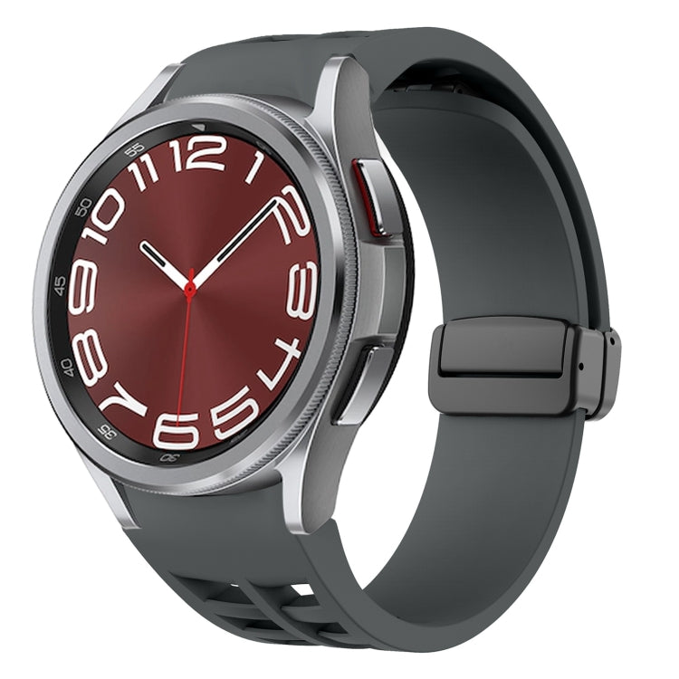 Correia de relógio em silicone com fivela preta magnética dobrável Richard, para Samsung Galaxy Watch FE 40mm, para Samsung Galaxy Watch 7 40 / 44mm, para Samsung Galaxy Watch 6 Classic 43 / 47mm