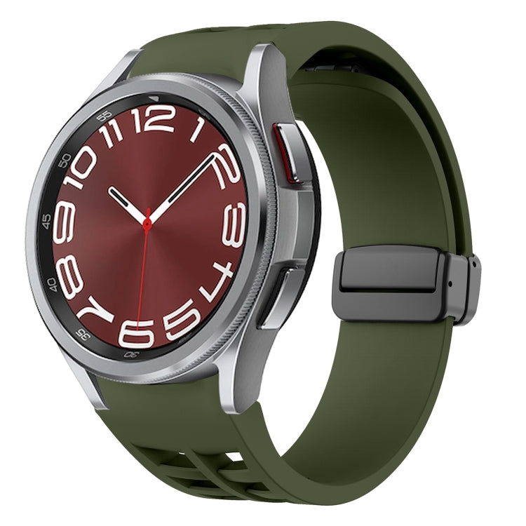 Correia de relógio em silicone com fivela preta magnética dobrável Richard, para Samsung Galaxy Watch FE 40mm, para Samsung Galaxy Watch 7 40 / 44mm, para Samsung Galaxy Watch 6 Classic 43 / 47mm