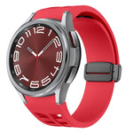 Correia de relógio em silicone com fivela preta magnética dobrável Richard, para Samsung Galaxy Watch FE 40mm, para Samsung Galaxy Watch 7 40 / 44mm, para Samsung Galaxy Watch 6 Classic 43 / 47mm