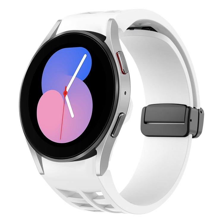 Correia de relógio em silicone com fivela preta magnética dobrável Richard, para Samsung Galaxy Watch 5 40 / 44mm, para Samsung Galaxy Watch 5 Pro 45mm, para Samsung Galaxy Watch 4 40 / 44mm