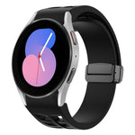 Correia de relógio em silicone com fivela preta magnética dobrável Richard, para Samsung Galaxy Watch 5 40 / 44mm, para Samsung Galaxy Watch 5 Pro 45mm, para Samsung Galaxy Watch 4 40 / 44mm