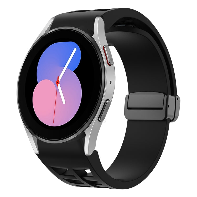 Correia de relógio em silicone com fivela preta magnética dobrável Richard, para Samsung Galaxy Watch 5 40 / 44mm, para Samsung Galaxy Watch 5 Pro 45mm, para Samsung Galaxy Watch 4 40 / 44mm