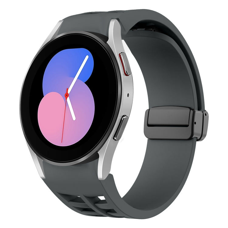 Correia de relógio em silicone com fivela preta magnética dobrável Richard, para Samsung Galaxy Watch 5 40 / 44mm, para Samsung Galaxy Watch 5 Pro 45mm, para Samsung Galaxy Watch 4 40 / 44mm