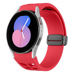 Correia de relógio em silicone com fivela preta magnética dobrável Richard, para Samsung Galaxy Watch 5 40 / 44mm, para Samsung Galaxy Watch 5 Pro 45mm, para Samsung Galaxy Watch 4 40 / 44mm