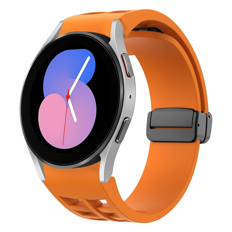 Correia de relógio em silicone com fivela preta magnética dobrável Richard, para Samsung Galaxy Watch 5 40 / 44mm, para Samsung Galaxy Watch 5 Pro 45mm, para Samsung Galaxy Watch 4 40 / 44mm