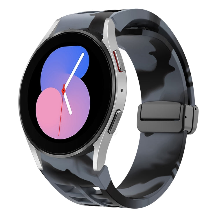 Correia de relógio em silicone com fivela preta magnética dobrável Richard, para Samsung Galaxy Watch 5 40 / 44mm, para Samsung Galaxy Watch 5 Pro 45mm, para Samsung Galaxy Watch 4 40 / 44mm