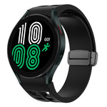 Correia de relógio em silicone com fivela preta magnética dobrável Richard, para Samsung Galaxy Watch 5 40 / 44mm, para Samsung Galaxy Watch 5 Pro 45mm, para Samsung Galaxy Watch 4 40 / 44mm