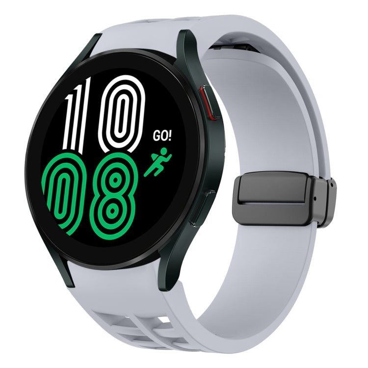 Correia de relógio em silicone com fivela preta magnética dobrável Richard, para Samsung Galaxy Watch 5 40 / 44mm, para Samsung Galaxy Watch 5 Pro 45mm, para Samsung Galaxy Watch 4 40 / 44mm