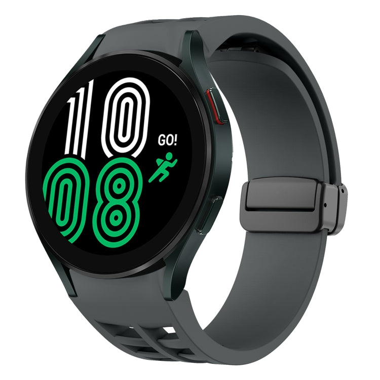 Correia de relógio em silicone com fivela preta magnética dobrável Richard, para Samsung Galaxy Watch 5 40 / 44mm, para Samsung Galaxy Watch 5 Pro 45mm, para Samsung Galaxy Watch 4 40 / 44mm