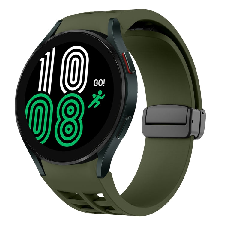 Correia de relógio em silicone com fivela preta magnética dobrável Richard, para Samsung Galaxy Watch 5 40 / 44mm, para Samsung Galaxy Watch 5 Pro 45mm, para Samsung Galaxy Watch 4 40 / 44mm
