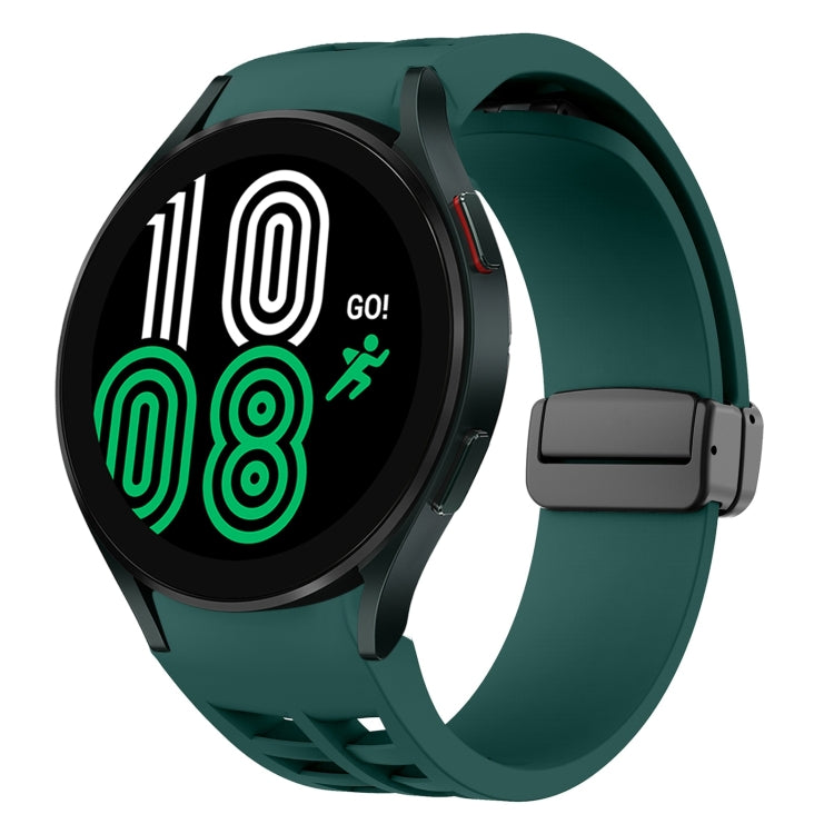 Correia de relógio em silicone com fivela preta magnética dobrável Richard, para Samsung Galaxy Watch 5 40 / 44mm, para Samsung Galaxy Watch 5 Pro 45mm, para Samsung Galaxy Watch 4 40 / 44mm