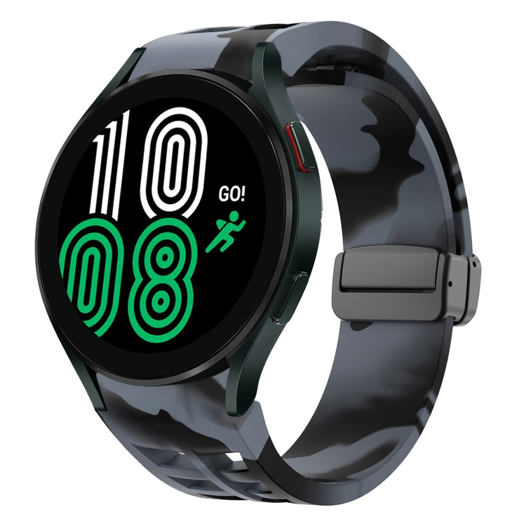 Correia de relógio em silicone com fivela preta magnética dobrável Richard, para Samsung Galaxy Watch 5 40 / 44mm, para Samsung Galaxy Watch 5 Pro 45mm, para Samsung Galaxy Watch 4 40 / 44mm