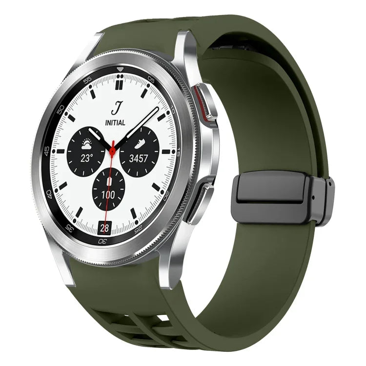 Richard Magnetic Folding Black Buckle Silicone Watch Band, For Samsung Galaxy Watch 4 classic 42 / 46mm