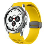 Richard Magnetic Folding Black Buckle Silicone Watch Band, For Samsung Galaxy Watch 4 classic 42 / 46mm
