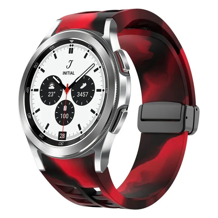 Richard Magnetic Folding Black Buckle Silicone Watch Band, For Samsung Galaxy Watch 4 classic 42 / 46mm