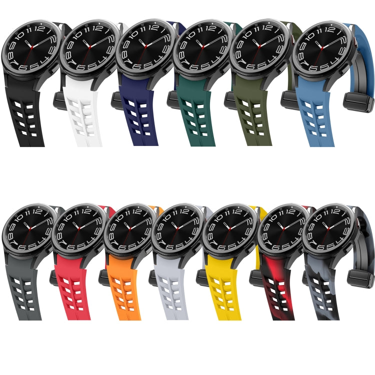 Correia de relógio em silicone com fivela preta magnética dobrável Richard, para Samsung Galaxy Watch 5 40 / 44mm, para Samsung Galaxy Watch 5 Pro 45mm, para Samsung Galaxy Watch 4 40 / 44mm