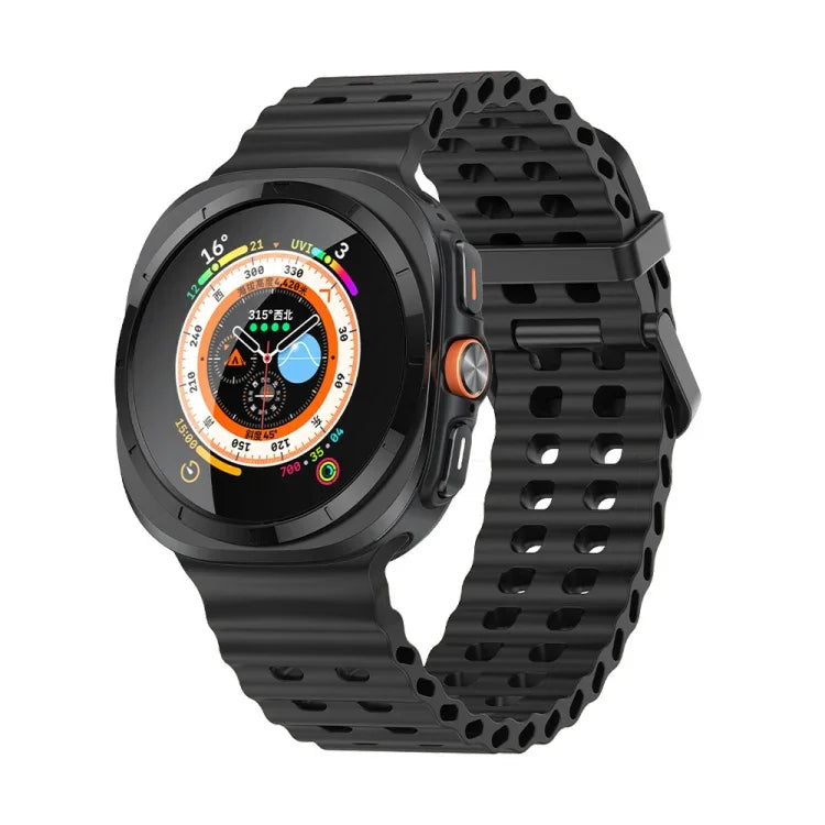 Ocean Dual Row Hole Silicone Watch Band, For Samsung Galaxy Watch Ultra 47mm / Ultra 2025