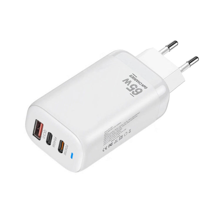 TE-65W Adaptador para Portátil / Tablet GaN PD65W Duplo USB-C+USB-A, Ficha UE, Ficha UE