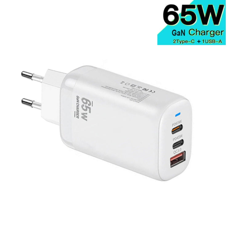 TE-65W Adaptador para Portátil / Tablet GaN PD65W Duplo USB-C+USB-A, Ficha UE, Ficha UE