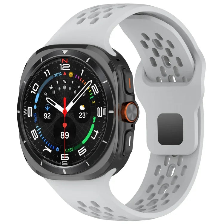 Pulseira de Relógio em Silicone de Cor Sólida com Fivela Quadrada Estilo Furos para Samsung Galaxy Watch Ultra 47mm