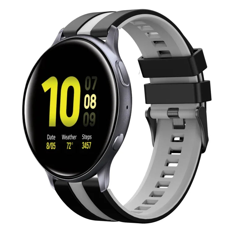 20mm Two Color Sports Silicone Watch Band, For Samsung  Galaxy Watch 4 Classic 42mm, For Samsung Galaxy Watch Active 2 44mm, For Samsung Galaxy Watch Active 2 40mm