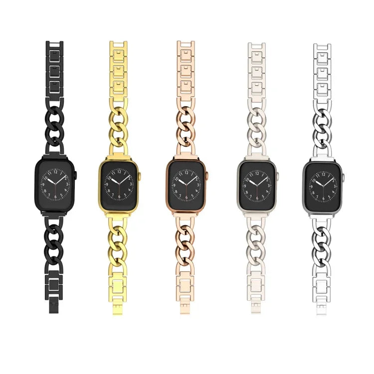 Quick-Release Metal Chain Watch Band, For Apple Watch SE 2023 44mm, For Apple Watch SE 2023 40mm, For Apple Watch Ultra 2 49mm, For Apple Watch Series 9 45mm, For Apple Watch Series 9 41mm, For Apple Watch Ultra 49mm, For Apple Watch Series 8 41mm     ...