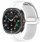 Correia de Relógio em Silicone com Fivela Magnética Dobravel Prateada para Samsung Galaxy Watch Ultra 47mm / Ultra 2025 Groove