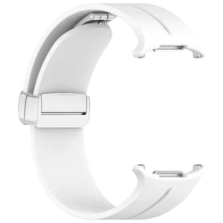 Correia de Relógio em Silicone com Fivela Magnética Dobravel Prateada para Samsung Galaxy Watch Ultra 47mm / Ultra 2025 Groove