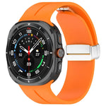 Correia de Relógio em Silicone com Fivela Magnética Dobravel Prateada para Samsung Galaxy Watch Ultra 47mm / Ultra 2025 Groove