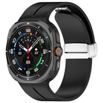 Correia de Relógio em Silicone com Fivela Magnética Dobravel Prateada para Samsung Galaxy Watch Ultra 47mm / Ultra 2025 Groove