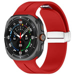 Correia de Relógio em Silicone com Fivela Magnética Dobravel Prateada para Samsung Galaxy Watch Ultra 47mm / Ultra 2025 Groove