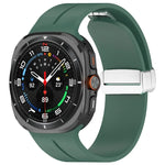 Correia de Relógio em Silicone com Fivela Magnética Dobravel Prateada para Samsung Galaxy Watch Ultra 47mm / Ultra 2025 Groove