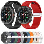 Correia de Relógio em Silicone com Fivela Magnética Dobravel Prateada para Samsung Galaxy Watch Ultra 47mm / Ultra 2025 Groove