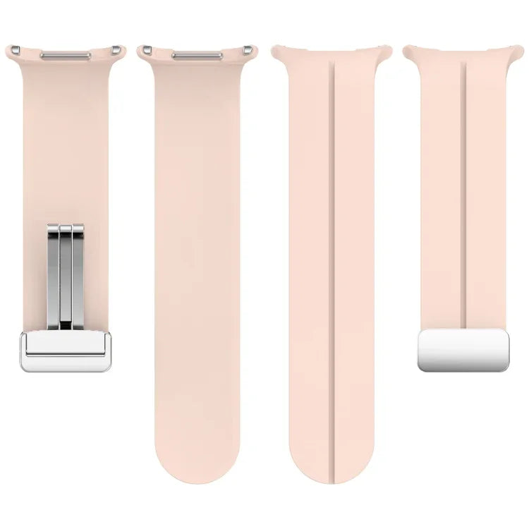 Correia de Relógio em Silicone com Fivela Magnética Dobravel Prateada para Samsung Galaxy Watch Ultra 47mm / Ultra 2025 Groove