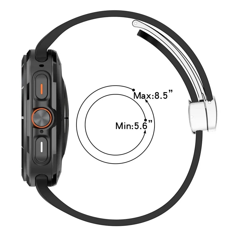 Correia de Relógio em Silicone com Fivela Magnética Dobravel Prateada para Samsung Galaxy Watch Ultra 47mm / Ultra 2025 Groove