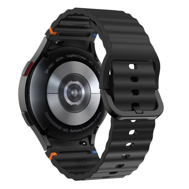 Correia de relógio em silicone com padrão ondulado e costura, para Samsung Galaxy Watch 7 40 / 44mm, para Samsung Galaxy Watch 6 Classic, para Samsung Galaxy Watch 6 40 / 44mm, para Samsung Galaxy Watch 5 40 / 44mm