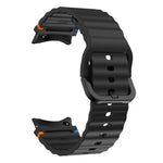 Correia de relógio em silicone com padrão ondulado e costura, para Samsung Galaxy Watch 7 40 / 44mm, para Samsung Galaxy Watch 6 Classic, para Samsung Galaxy Watch 6 40 / 44mm, para Samsung Galaxy Watch 5 40 / 44mm