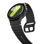Correia de relógio em silicone com padrão ondulado e costura, para Samsung Galaxy Watch 7 40 / 44mm, para Samsung Galaxy Watch 6 Classic, para Samsung Galaxy Watch 6 40 / 44mm, para Samsung Galaxy Watch 5 40 / 44mm