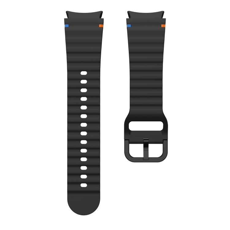 Correia de relógio em silicone com padrão ondulado e costura, para Samsung Galaxy Watch 7 40 / 44mm, para Samsung Galaxy Watch 6 Classic, para Samsung Galaxy Watch 6 40 / 44mm, para Samsung Galaxy Watch 5 40 / 44mm