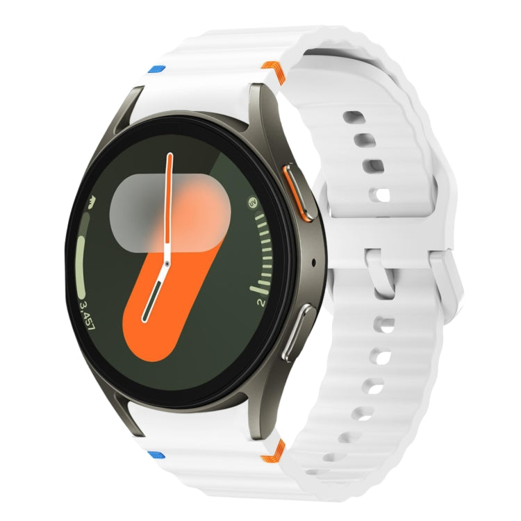 Correia de relógio em silicone com padrão ondulado e costura, para Samsung Galaxy Watch 7 40 / 44mm, para Samsung Galaxy Watch 6 Classic, para Samsung Galaxy Watch 6 40 / 44mm, para Samsung Galaxy Watch 5 40 / 44mm