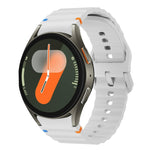 Correia de relógio em silicone com padrão ondulado e costura, para Samsung Galaxy Watch 7 40 / 44mm, para Samsung Galaxy Watch 6 Classic, para Samsung Galaxy Watch 6 40 / 44mm, para Samsung Galaxy Watch 5 40 / 44mm