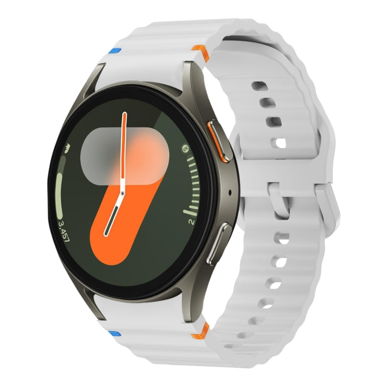 Correia de relógio em silicone com padrão ondulado e costura, para Samsung Galaxy Watch 7 40 / 44mm, para Samsung Galaxy Watch 6 Classic, para Samsung Galaxy Watch 6 40 / 44mm, para Samsung Galaxy Watch 5 40 / 44mm