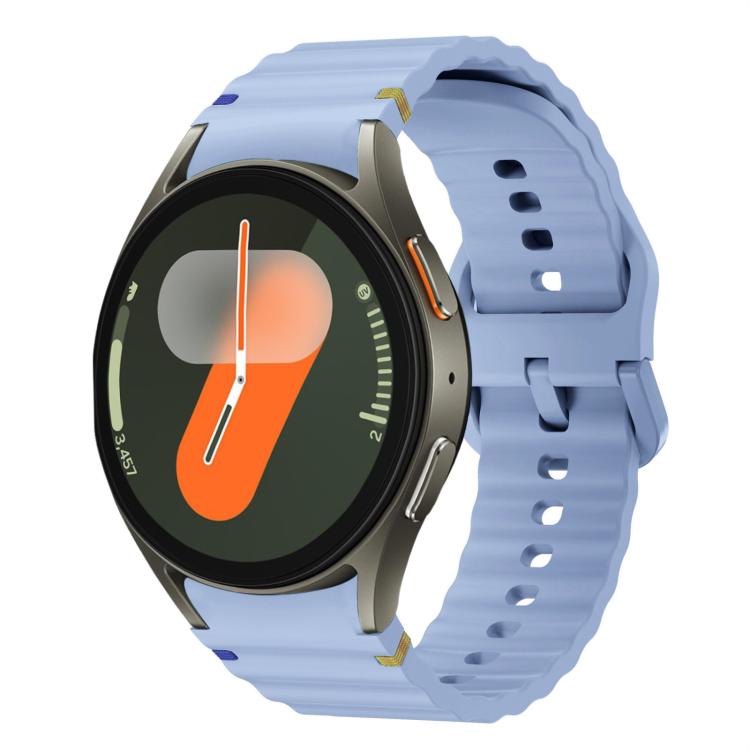 Correia de relógio em silicone com padrão ondulado e costura, para Samsung Galaxy Watch 7 40 / 44mm, para Samsung Galaxy Watch 6 Classic, para Samsung Galaxy Watch 6 40 / 44mm, para Samsung Galaxy Watch 5 40 / 44mm