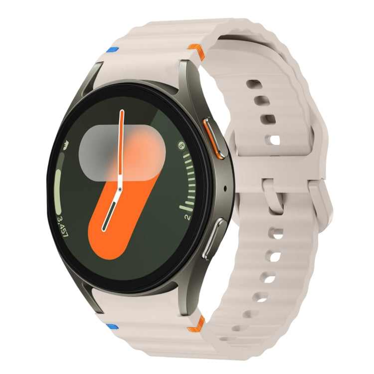 Correia de relógio em silicone com padrão ondulado e costura, para Samsung Galaxy Watch 7 40 / 44mm, para Samsung Galaxy Watch 6 Classic, para Samsung Galaxy Watch 6 40 / 44mm, para Samsung Galaxy Watch 5 40 / 44mm