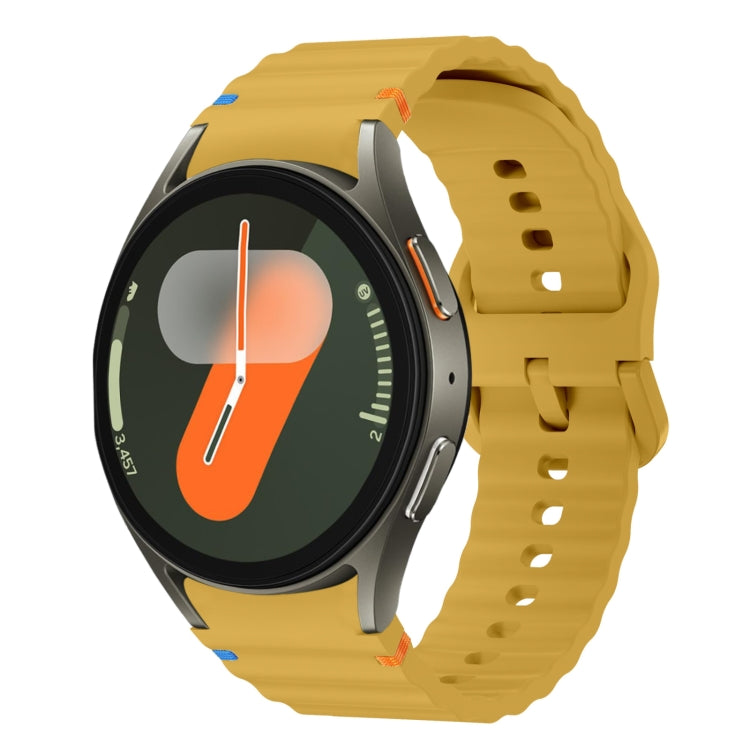 Correia de relógio em silicone com padrão ondulado e costura, para Samsung Galaxy Watch 7 40 / 44mm, para Samsung Galaxy Watch 6 Classic, para Samsung Galaxy Watch 6 40 / 44mm, para Samsung Galaxy Watch 5 40 / 44mm