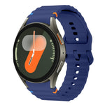 Correia de relógio em silicone com padrão ondulado e costura, para Samsung Galaxy Watch 7 40 / 44mm, para Samsung Galaxy Watch 6 Classic, para Samsung Galaxy Watch 6 40 / 44mm, para Samsung Galaxy Watch 5 40 / 44mm