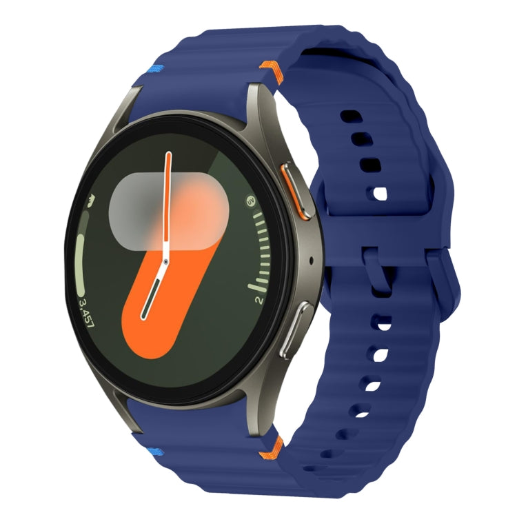 Correia de relógio em silicone com padrão ondulado e costura, para Samsung Galaxy Watch 7 40 / 44mm, para Samsung Galaxy Watch 6 Classic, para Samsung Galaxy Watch 6 40 / 44mm, para Samsung Galaxy Watch 5 40 / 44mm